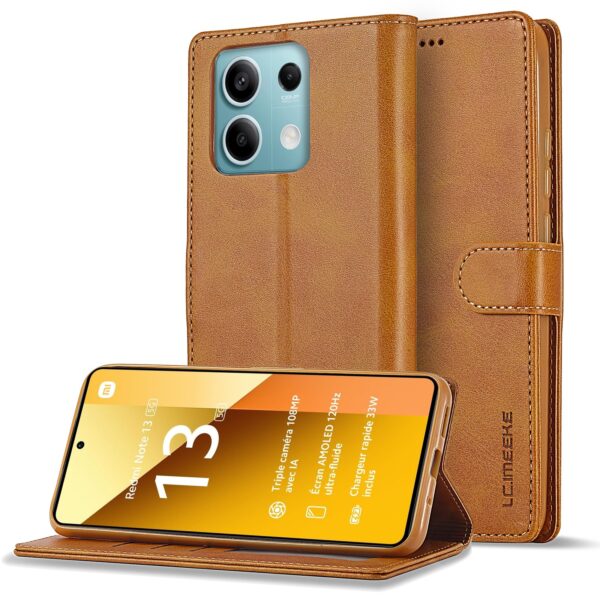 LC.IMEEKE Xiaomi Redmi Note 13 5G Calf Texture Θήκη Βιβλίο - Brown LC.IMEEKE Xiaomi Redmi Note 13 5G Calf Texture Θήκη Βιβλίο - Brown