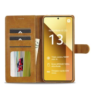 LC.IMEEKE Xiaomi Redmi Note 13 5G Calf Texture Θήκη Βιβλίο - Brown