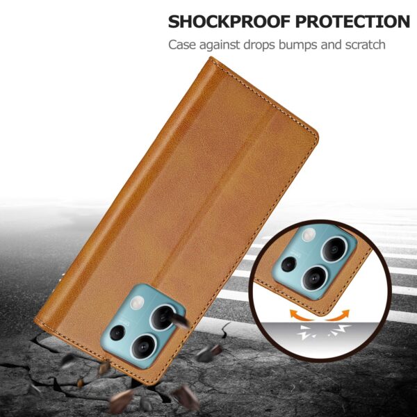 LC.IMEEKE Xiaomi Redmi Note 13 5G Calf Texture Θήκη Βιβλίο - Brown