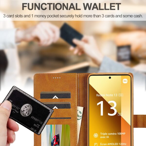 LC.IMEEKE Xiaomi Redmi Note 13 5G Calf Texture Θήκη Βιβλίο - Brown