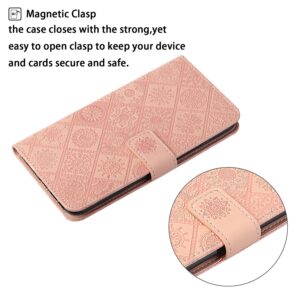 Tel1 Xiaomi Redmi Note 13 5G Ethnic Style Embossed Pattern Θήκη Βιβλίο - Pink