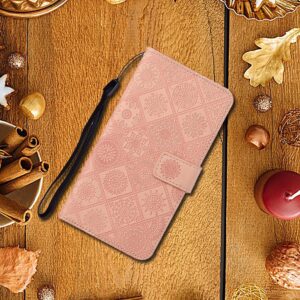Tel1 Xiaomi Redmi Note 13 5G Ethnic Style Embossed Pattern Θήκη Βιβλίο - Pink