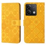 Tel1 Xiaomi Redmi Note 13 5G Ethnic Style Embossed Pattern Θήκη Βιβλίο - Yellow