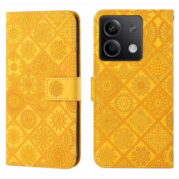 Tel1 Xiaomi Redmi Note 13 5G Ethnic Style Embossed Pattern Θήκη Βιβλίο - Yellow