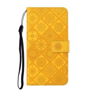 Tel1 Xiaomi Redmi Note 13 5G Ethnic Style Embossed Pattern Θήκη Βιβλίο - Yellow
