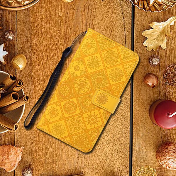 Tel1 Xiaomi Redmi Note 13 5G Ethnic Style Embossed Pattern Θήκη Βιβλίο - Yellow