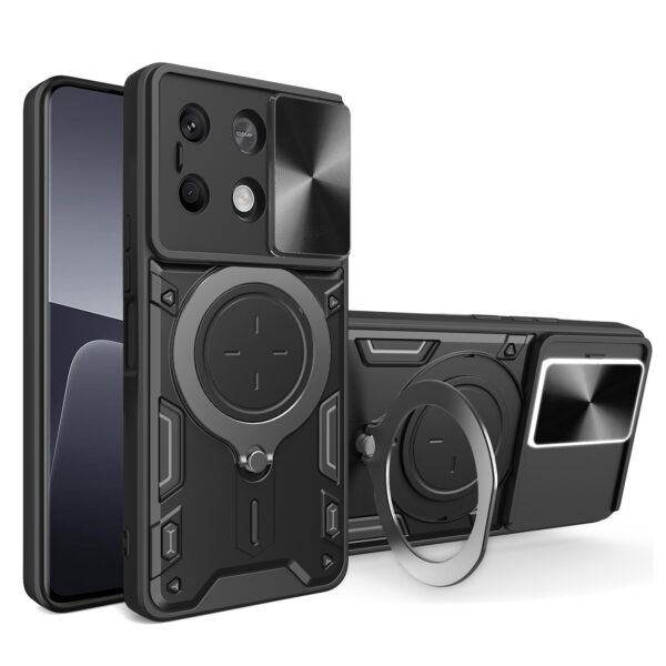 Forcell Xiaomi Redmi Note 13 5G Camshield Magnetic Holder Θήκη Σκληρή - Black