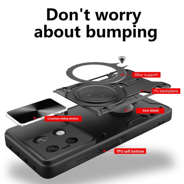 Forcell Xiaomi Redmi Note 13 5G Camshield Magnetic Holder Θήκη Σκληρή - Black