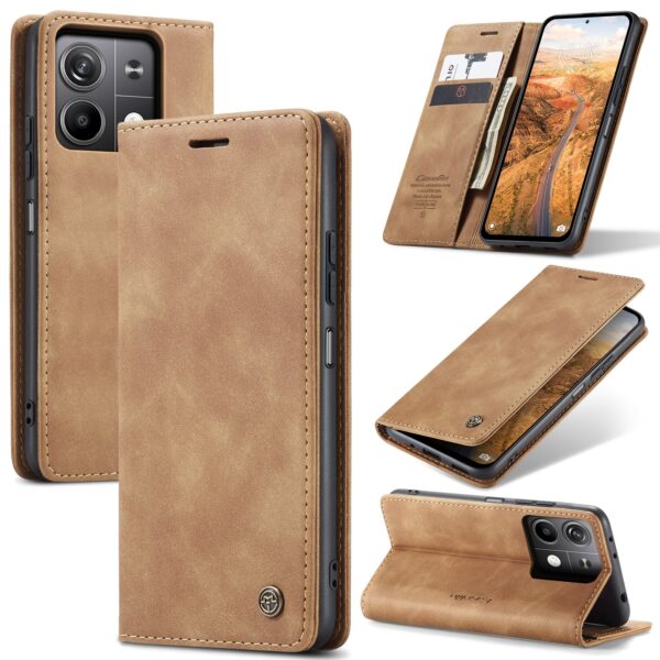 CaseMe 013 Xiaomi Redmi Note 13 5G Multifunctional Horizontal Flip Θήκη Βιβλίο - Brown