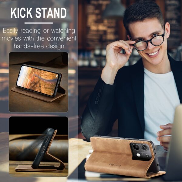 CaseMe 013 Xiaomi Redmi Note 13 5G Multifunctional Horizontal Flip Θήκη Βιβλίο - Brown