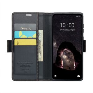 CaseMe 023 Xiaomi Redmi Note 13 5G Butterfly Buckle Litchi Texture RFID Θήκη Βιβλίο - Black
