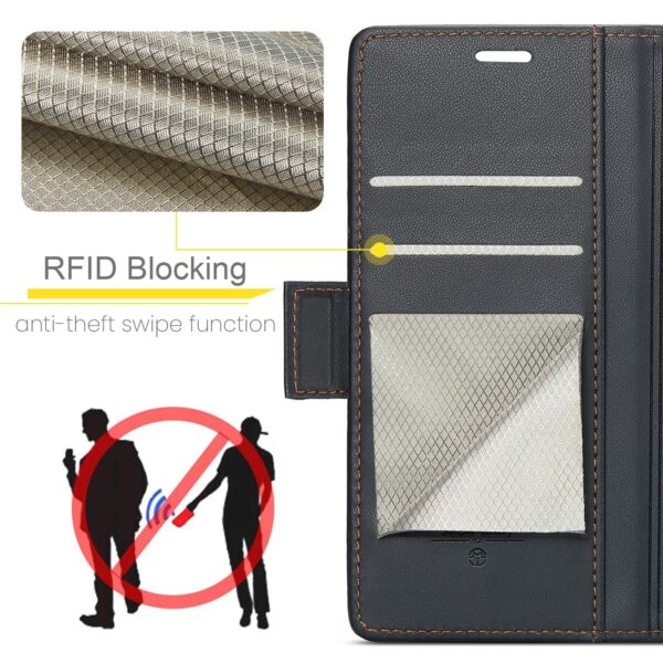 CaseMe 023 Xiaomi Redmi Note 13 5G Butterfly Buckle Litchi Texture RFID Θήκη Βιβλίο - Black