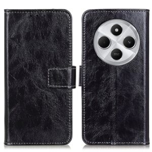 Tel1 Xiaomi Redmi 14C 4G / Poco C75 Retro Crazy Horse Texture Θήκη Βιβλίο - Black