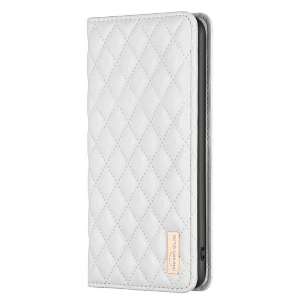 Tel1 Xiaomi Redmi Note 13 4G Premium Diamond Lattice Magnetic Flip Θήκη Βιβλίο - White