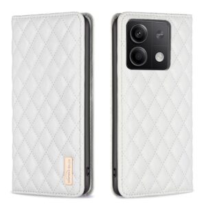 Tel1 Xiaomi Redmi Note 13 4G Premium Diamond Lattice Magnetic Flip Θήκη Βιβλίο - White