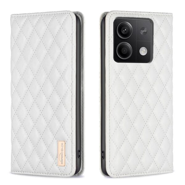 Tel1 Xiaomi Redmi Note 13 4G Premium Diamond Lattice Magnetic Flip Θήκη Βιβλίο - White