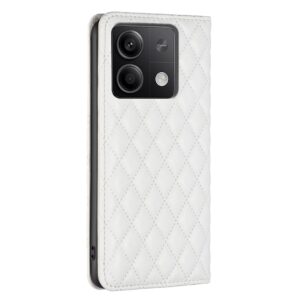 Tel1 Xiaomi Redmi Note 13 4G Premium Diamond Lattice Magnetic Flip Θήκη Βιβλίο - White