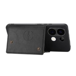 Forcell Xiaomi Redmi Note 13 4G Buckle Card Slots Magnetic Θήκη Σιλικόνης -Black