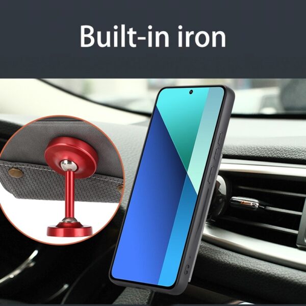 Forcell Xiaomi Redmi Note 13 4G Buckle Card Slots Magnetic Θήκη Σιλικόνης -Black