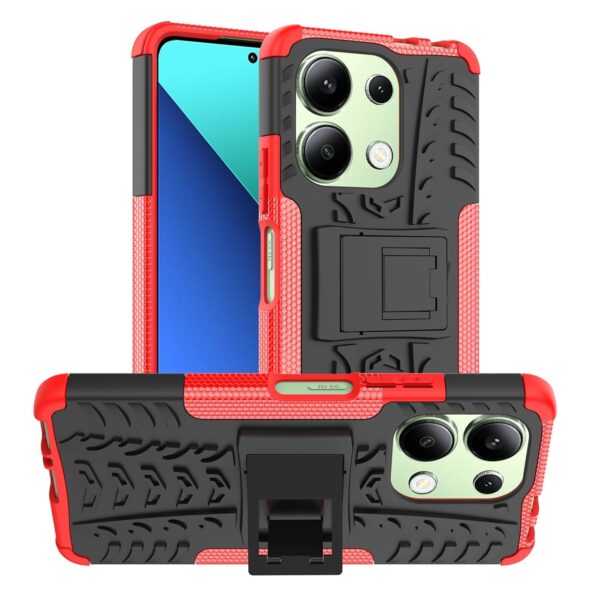 Forcell Xiaomi Redmi Note 13 4G Tire Texture Holder Θήκη Σκληρή - Red