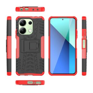Forcell Xiaomi Redmi Note 13 4G Tire Texture Holder Θήκη Σκληρή - Red