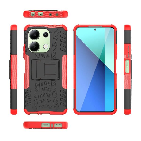 Forcell Xiaomi Redmi Note 13 4G Tire Texture Holder Θήκη Σκληρή - Red
