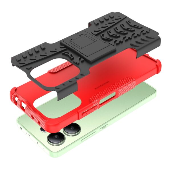 Forcell Xiaomi Redmi Note 13 4G Tire Texture Holder Θήκη Σκληρή - Red