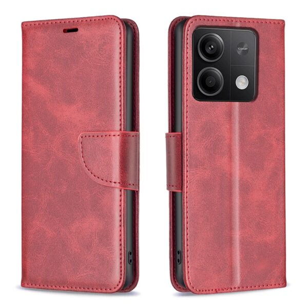 Tel1 Xiaomi Redmi Note 13 4G Retro Lambskin Texture Θήκη Βιβλίο - Red