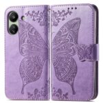 Tel1 Xiaomi Poco C65 / Xiaomi Redmi 13C 4G / 5G Butterfly Embossed Θήκη Βιβλίο - Purple
