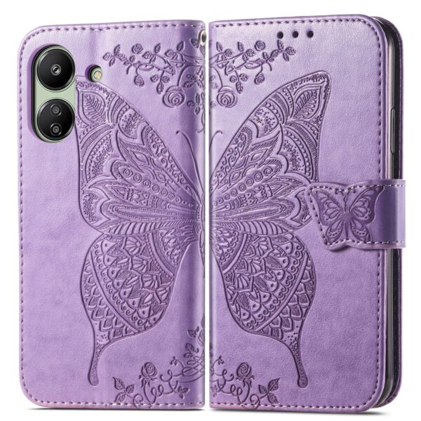 Tel1 Xiaomi Poco C65 / Xiaomi Redmi 13C 4G / 5G Butterfly Embossed Θήκη Βιβλίο - Purple