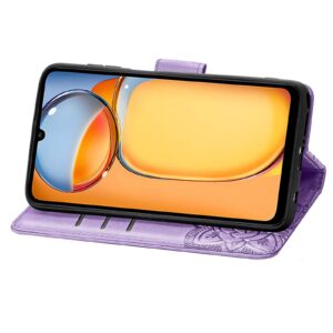 Tel1 Xiaomi Poco C65 / Xiaomi Redmi 13C 4G / 5G Butterfly Embossed Θήκη Βιβλίο - Purple