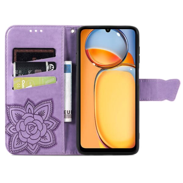 Tel1 Xiaomi Poco C65 / Xiaomi Redmi 13C 4G / 5G Butterfly Embossed Θήκη Βιβλίο - Purple