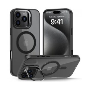 Tech-Protect iPhone 16 Pro Max Magsafe Magstand Matte Θήκη με Πλαίσιο Σιλικόνης Διάφανη - Black