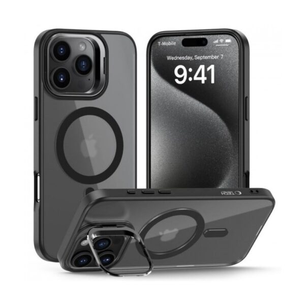 Tech-Protect iPhone 16 Pro Max Magsafe Magstand Matte Θήκη με Πλαίσιο Σιλικόνης Διάφανη - Black