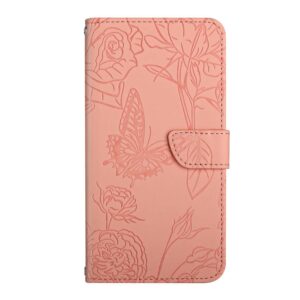 Tel1 Xiaomi Poco C65 / Xiaomi Redmi 13C 4G/5G Skin Feel Butterfly Embossed Θήκη Βιβλίο - Pink
