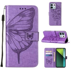 Tel1 Xiaomi Redmi Note 13 Pro 5G Embossed Butterfly Θήκη Βιβλίο - Purple