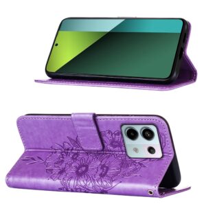 Tel1 Xiaomi Redmi Note 13 Pro 5G Embossed Butterfly Θήκη Βιβλίο - Purple