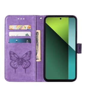 Tel1 Xiaomi Redmi Note 13 Pro 5G Embossed Butterfly Θήκη Βιβλίο - Purple