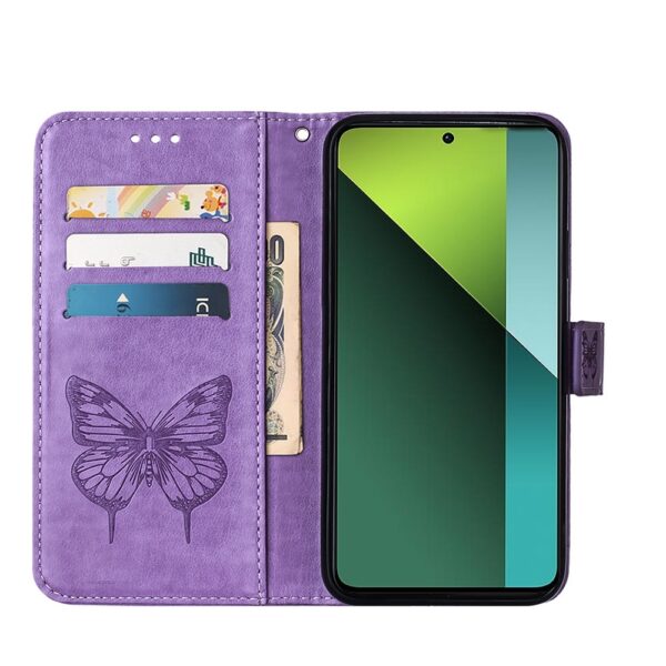 Tel1 Xiaomi Redmi Note 13 Pro 5G Embossed Butterfly Θήκη Βιβλίο - Purple