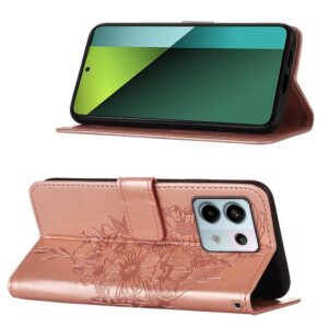 Tel1 Xiaomi Redmi Note 13 Pro 5G Embossed Butterfly Θήκη Βιβλίο - Rose Gold