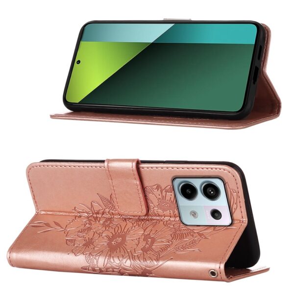 Tel1 Xiaomi Redmi Note 13 Pro 5G Embossed Butterfly Θήκη Βιβλίο - Rose Gold
