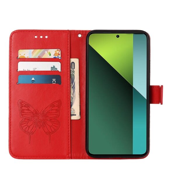 Tel1 Xiaomi Redmi Note 13 Pro 4G / Poco M6 Pro 4G Embossed Butterfly Θήκη Βιβλίο - Red