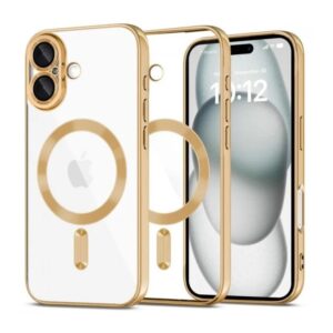 Tech Protect iPhone 16 MagSafe Shiny Θήκη Με Πλαίσιο Σιλικόνης Διάφανη - Gold