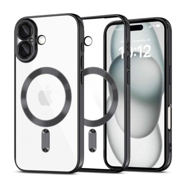 Tech Protect iPhone 16 MagSafe Shiny Θήκη Με Πλαίσιο Σιλικόνης Διάφανη - Black
