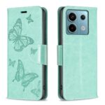 Tel1 Xiaomi Redmi Note 13 Pro 5G / Poco X6 5G Butterflies Embossing Θήκη Βιβλίο - Green