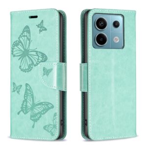 Tel1 Xiaomi Redmi Note 13 Pro 5G / Poco X6 5G Butterflies Embossing Θήκη Βιβλίο - Green