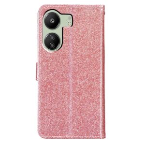 Tel1 Xiaomi Poco C65 / Xiaomi Redmi 13C 4G Glitter Powder Filp Θήκη Βιβλίο - Rose Gold