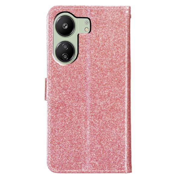 Tel1 Xiaomi Poco C65 / Xiaomi Redmi 13C 4G Glitter Powder Filp Θήκη Βιβλίο - Rose Gold