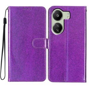 Tel1 Xiaomi Poco C65 / Xiaomi Redmi 13C 4G Glitter Powder Filp Θήκη Βιβλίο - Purple