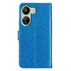 Tel1 Xiaomi Poco C65 / Xiaomi Redmi 13C 4G Glitter Powder Filp Θήκη Βιβλίο - Blue